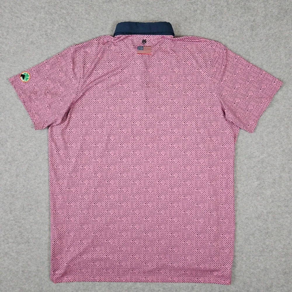 Greyson (Mens XXL) Pink Polo Golf Shirt Performance Stretch Patterned Sportswear